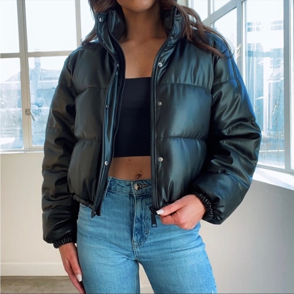 Jackets & Blazers - Leather Puffer Jacket